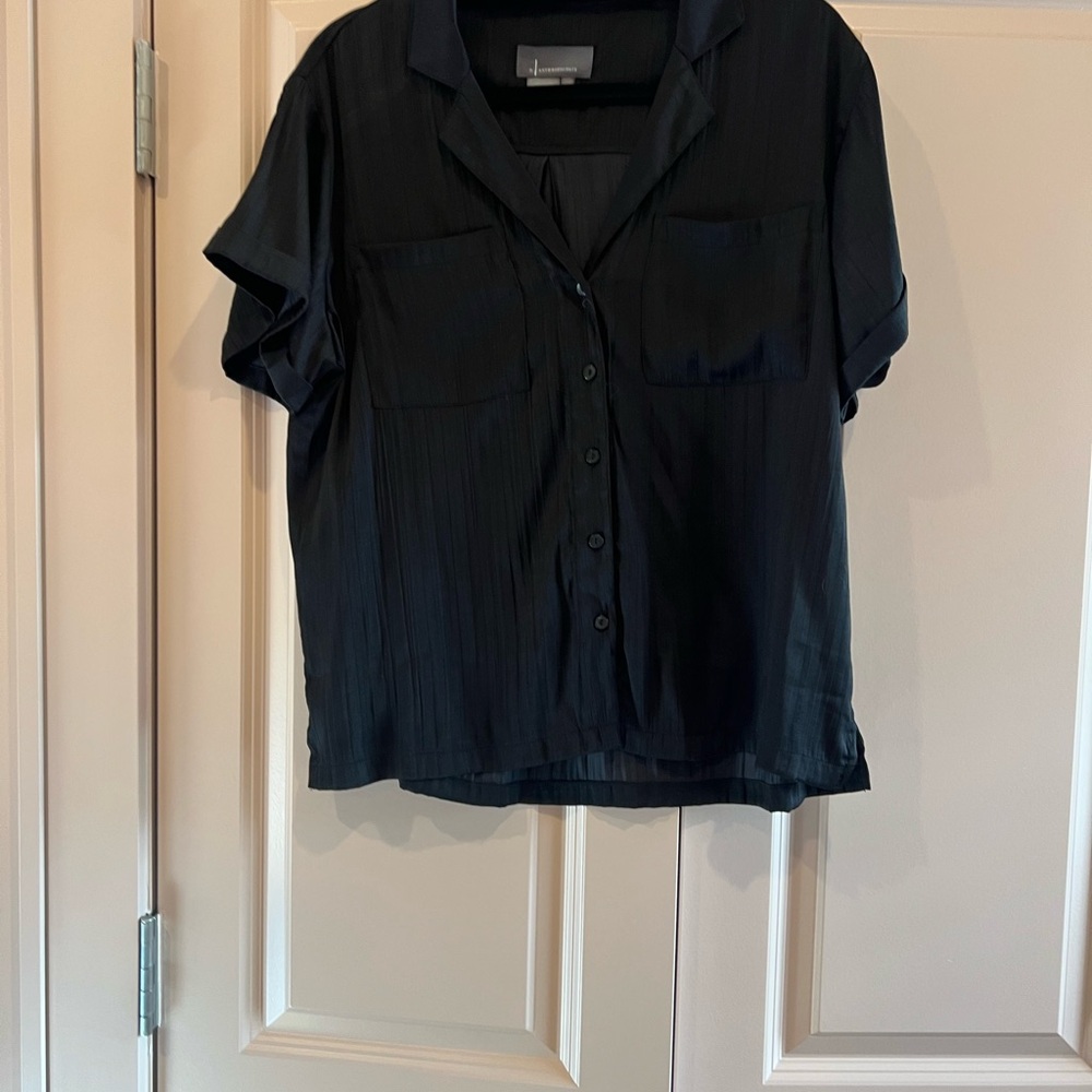 Anthropologie Black Short-Sleeve Blouse